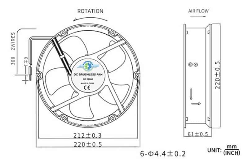 22060 cooling fan dimension drawing