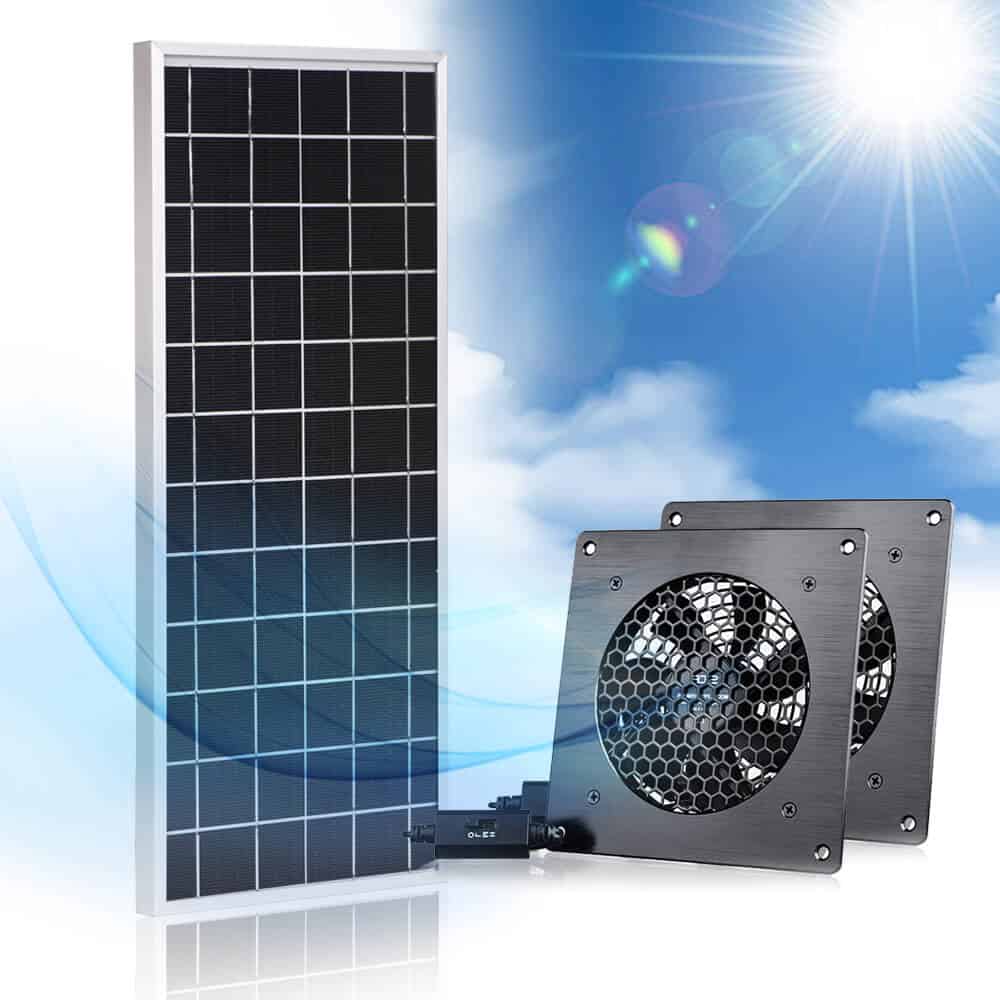 10W solar panel 5V Double USB Fan with Speed Control