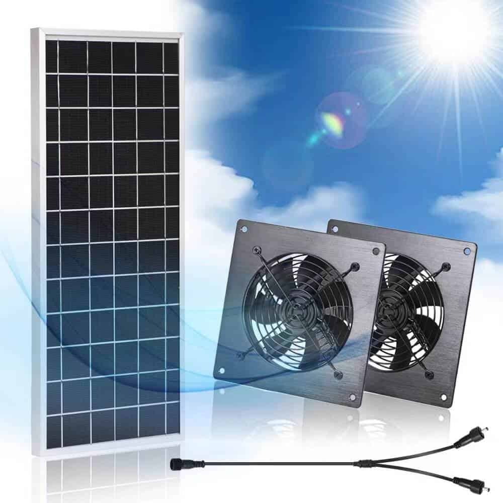 10W Solar Panel Double 12V DC Fan