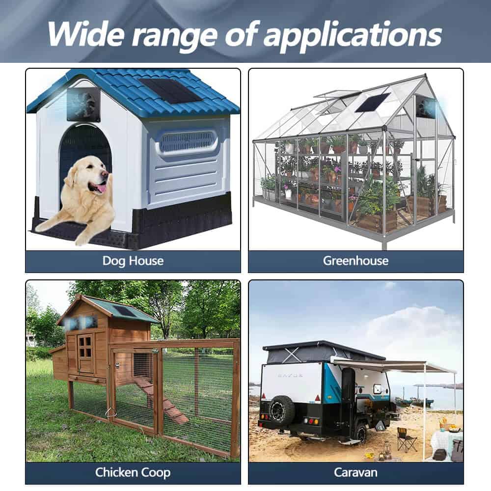 chicken coop greenhouse shed RV ventilation solar fan
